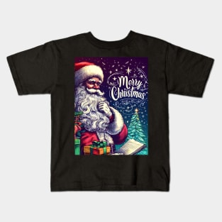 Captivating Christmas: Unleash Cheer with Unique Santa Claus Illustrations! Kids T-Shirt